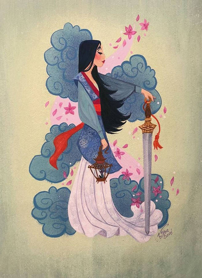 Mulan Pastel Drawing Wallpaper