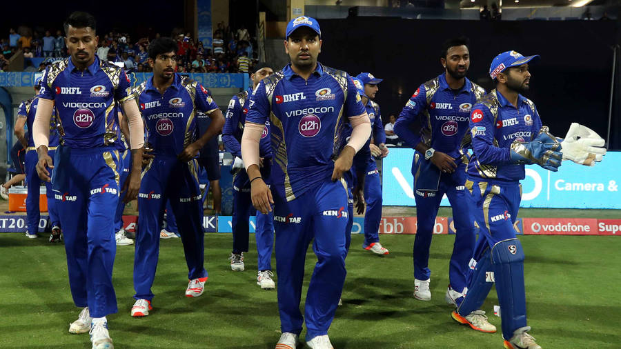 Mumbai Indians Players Entering Cricket Field Wallpaper