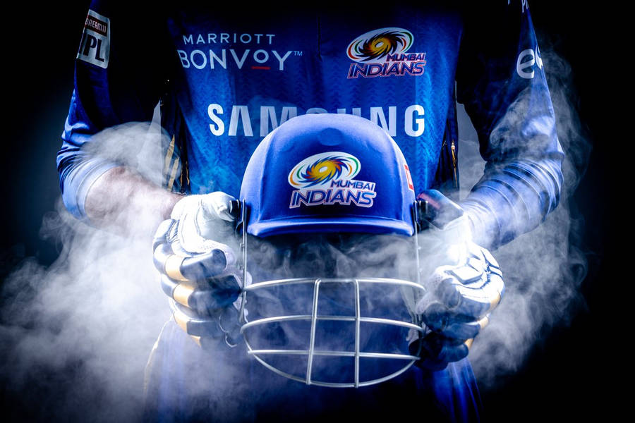 Mumbai Indians Uniform And Helmet Wallpaper