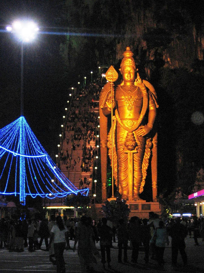 Murugan Statue At Night Wallpaper