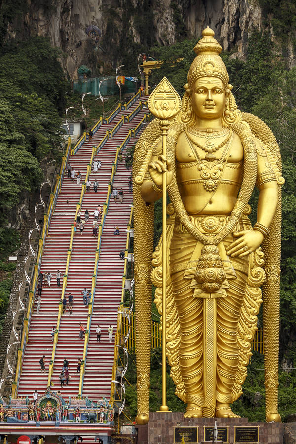 Murugan Statue Beside Stairs Wallpaper