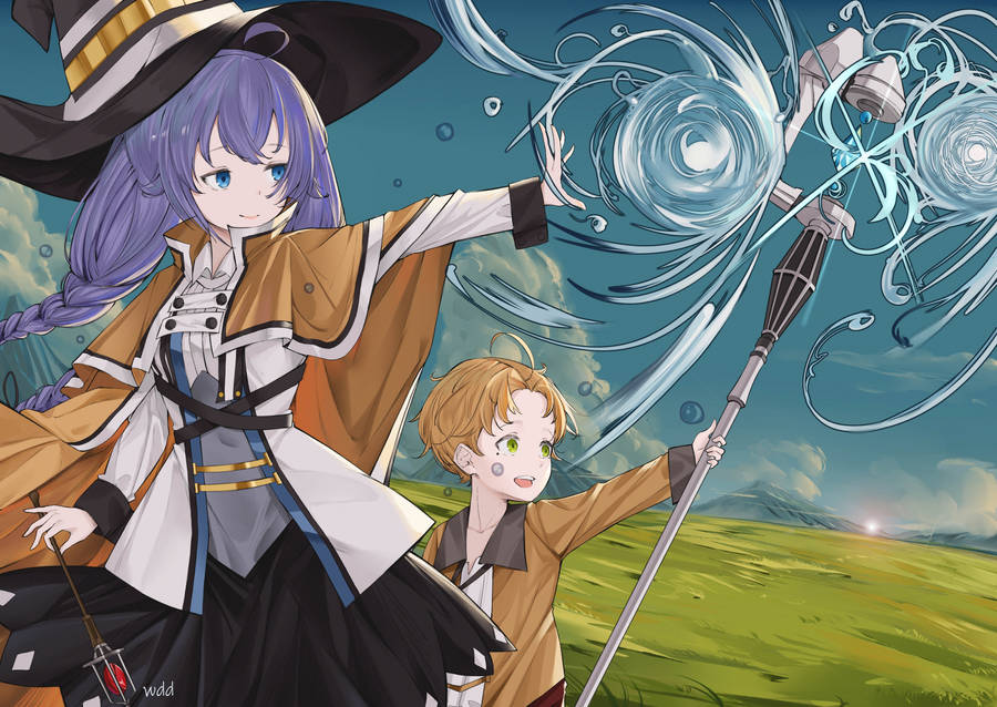 Mushoku Tensei Roxy And Rudeus Magic Wallpaper