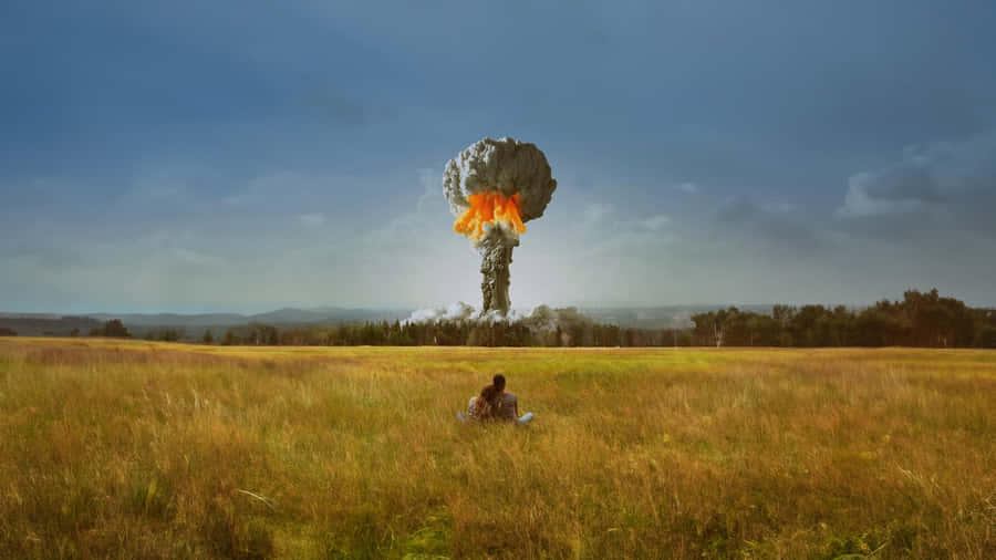 Mushroom Cloud Over Field Wallpaper