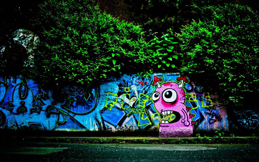 Mushroom Monster Graffiti Laptop Wallpaper