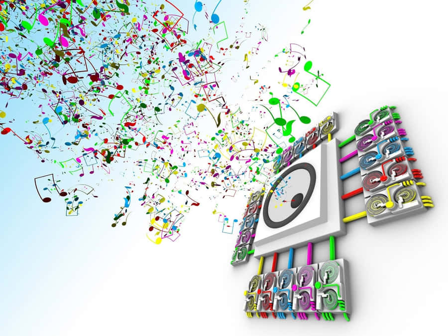 Music Notes Flying Out Of A Clock Wallpaper