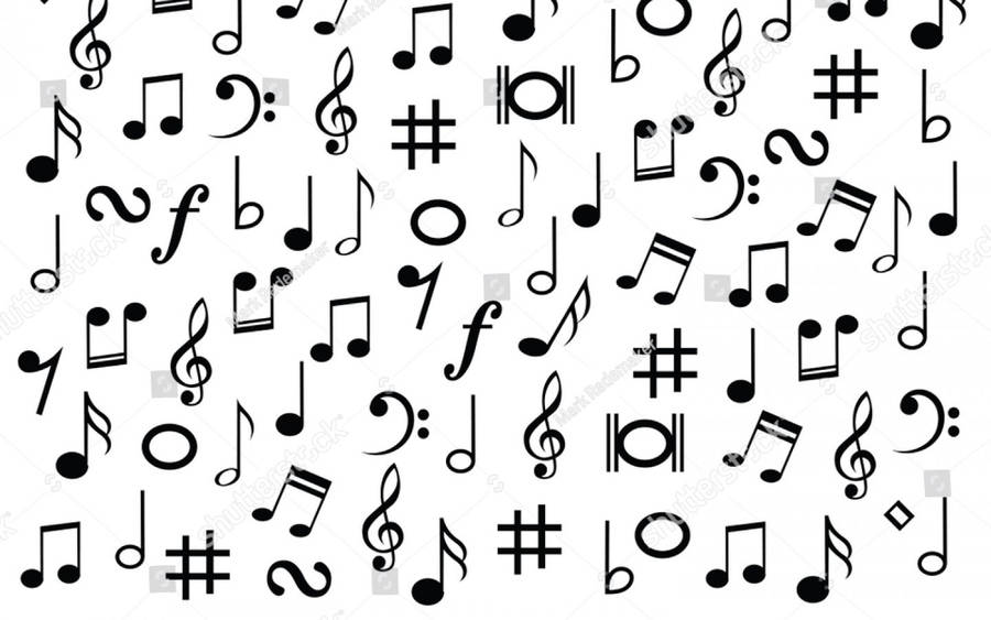 Music Symbols Black And White Art Wallpaper