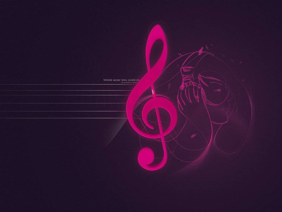 Music Symbols Pink Treble Clef Wallpaper