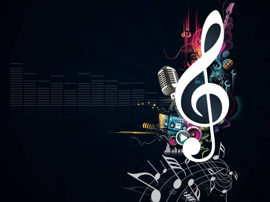 Music Symbols White Treble Clef For Tablet Wallpaper