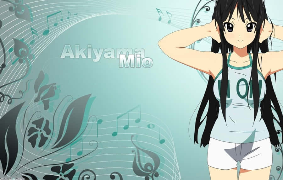 Musician Mio Akiyama Playing Bass Guitar Wallpaper