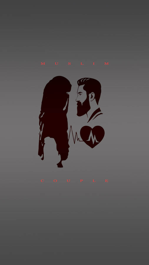 Muslim Couple Stencil Art Wallpaper