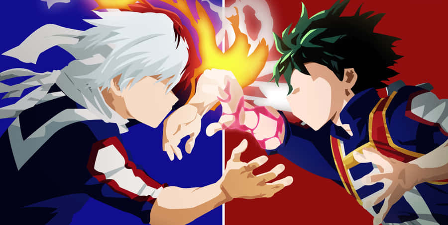 My Hero Academia Deku And Todoroki Cartoon Wallpaper