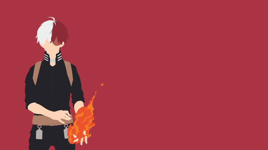 My Hero Academia Minimalist Todoroki On Red Wallpaper