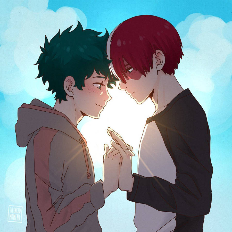 My Hero Academia Todoroki And Deku Face-to-face Wallpaper