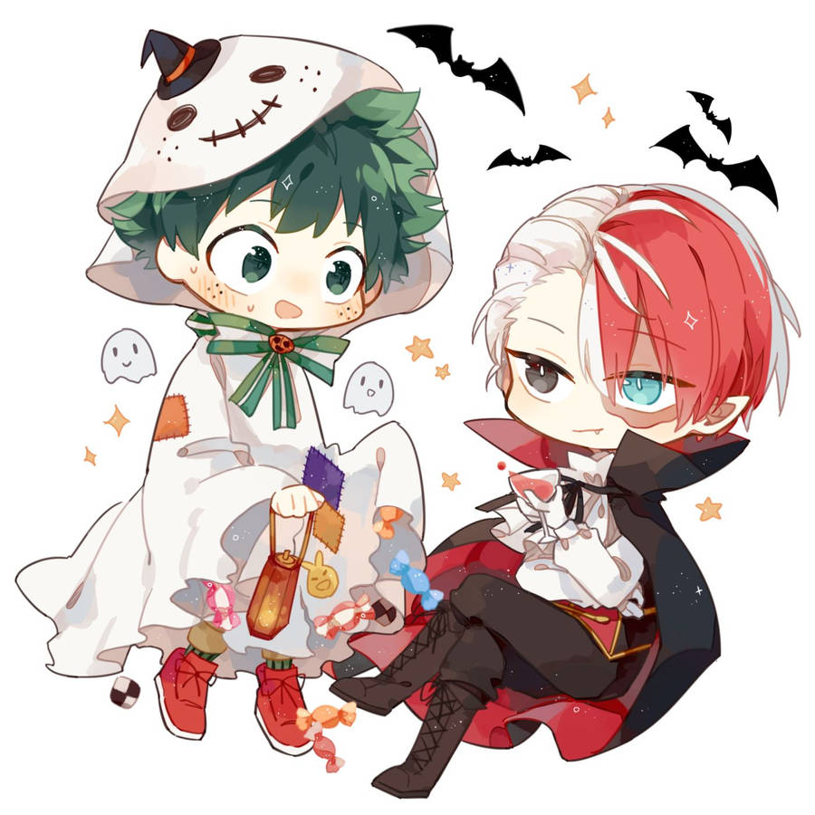 My Hero Academia Todoroki And Deku Halloween Wallpaper