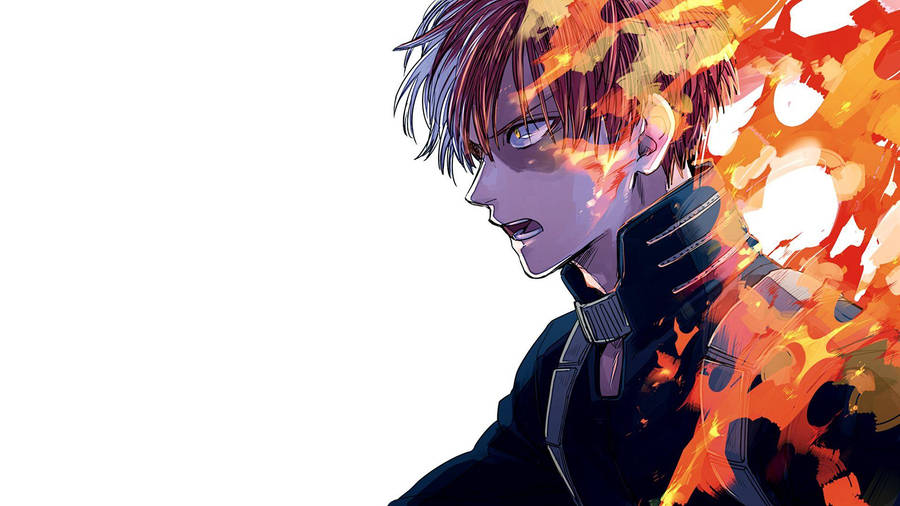 My Hero Academia Todoroki Flaming Side Wallpaper