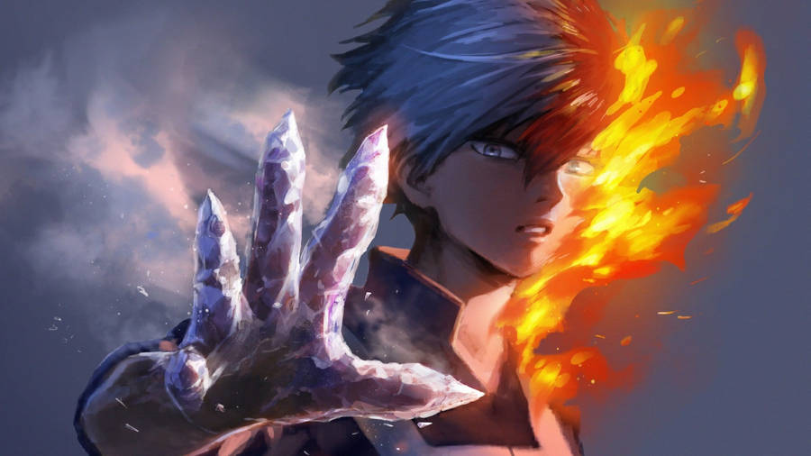 My Hero Academia Todoroki In Dark With Powers Wallpaper