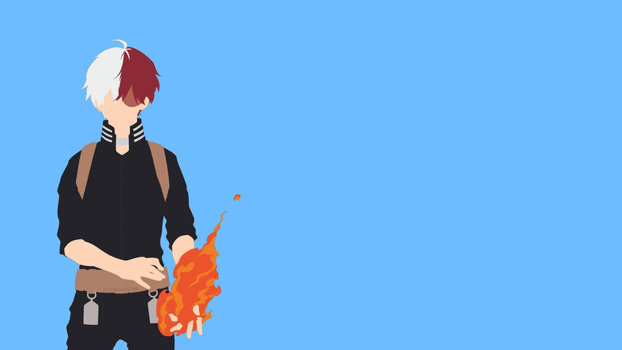 My Hero Academia Todoroki Minimalist On Blue Wallpaper