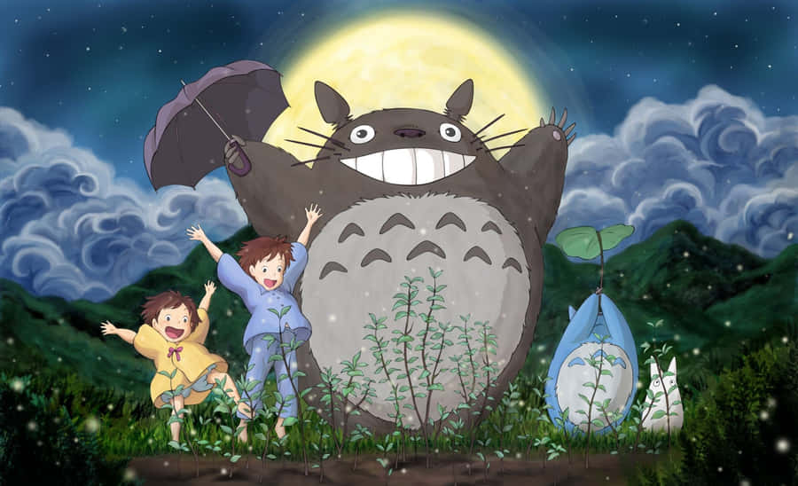 My Neighbor Totoro Characters Exploring The Magical Forest Wallpaper