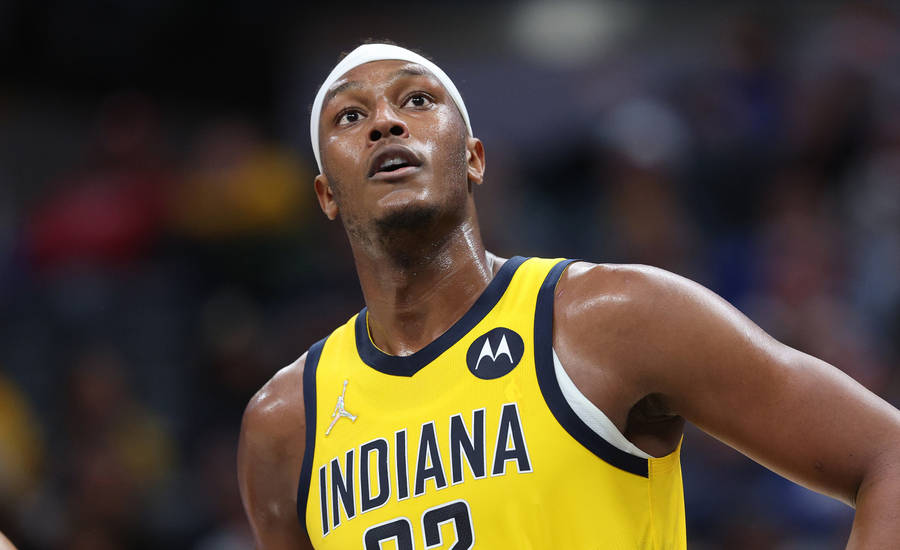 Myles Turner Nba Indiana Shot Wallpaper