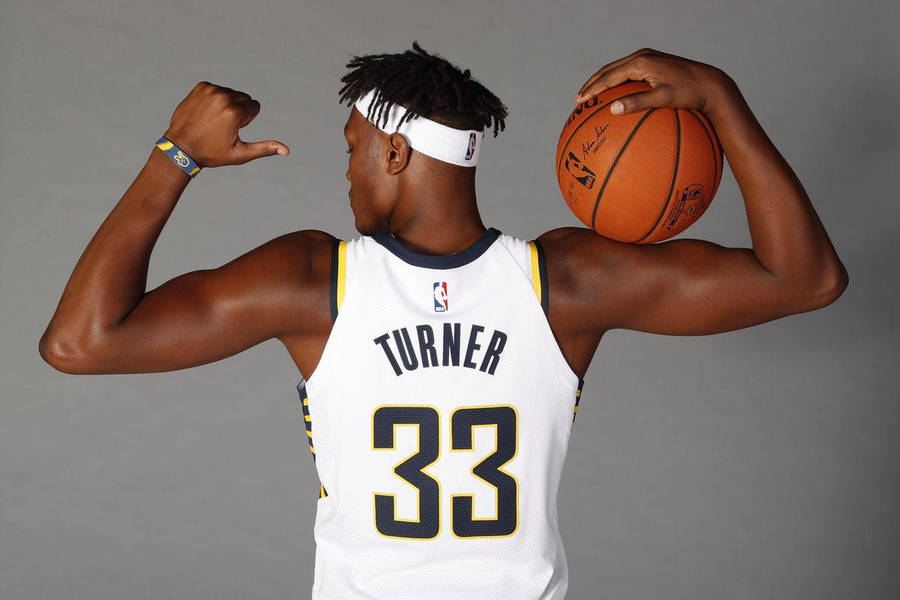 Myles Turner Nba Jersey Photo Shoot Wallpaper