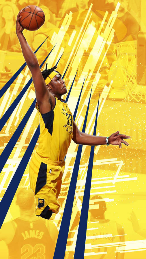 Myles Turner Striking Yellow Dunk Wallpaper