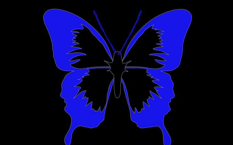 Mysterious Dark Butterfly Perching On Purple Flowers Wallpaper