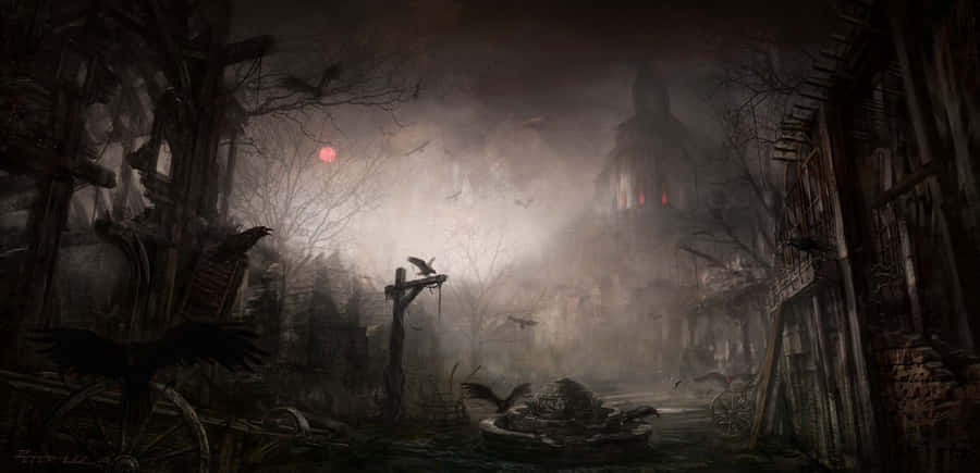 Mysterious Dark Gothic Cathedral Wallpaper