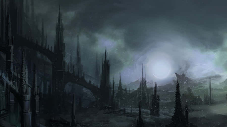Mysterious Gothic Computer Setup Wallpaper