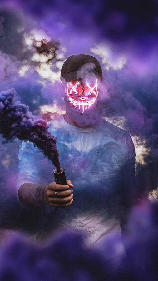 Mysterious Purge Mask Emerges Through Smoke Wallpaper