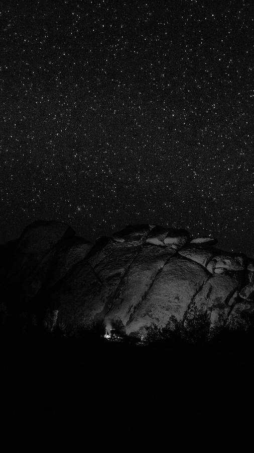 Mystery Rocky Mountain With Starry Sky Wallpaper