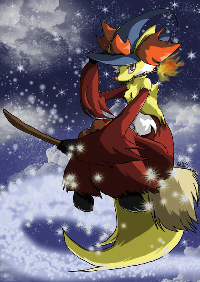 Mystical Delphox Night Sky Wallpaper