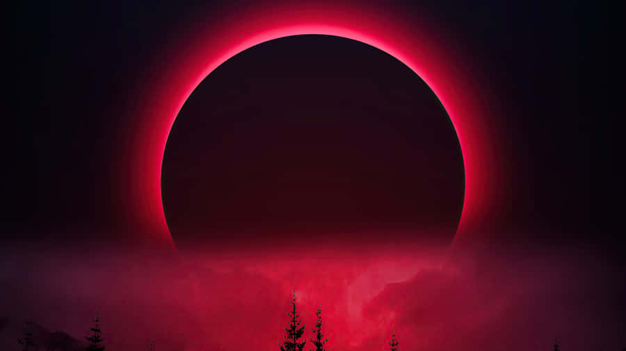 Mystical Night Under A Crimson Sky Wallpaper