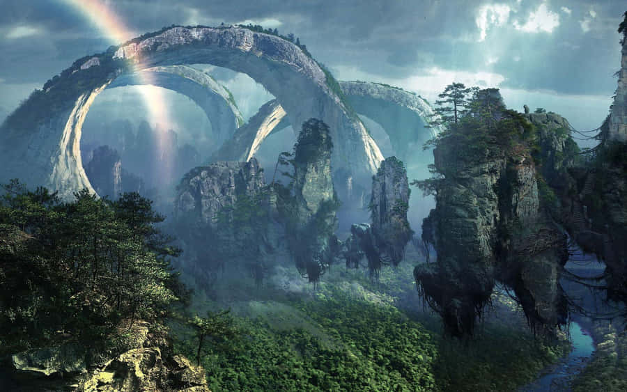 Mystical_ Rainbow_ Arch_ Landscape Wallpaper