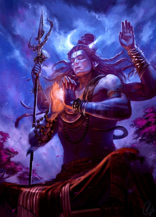 Mystical_ Shiva_in_ Purple_ Hues Wallpaper