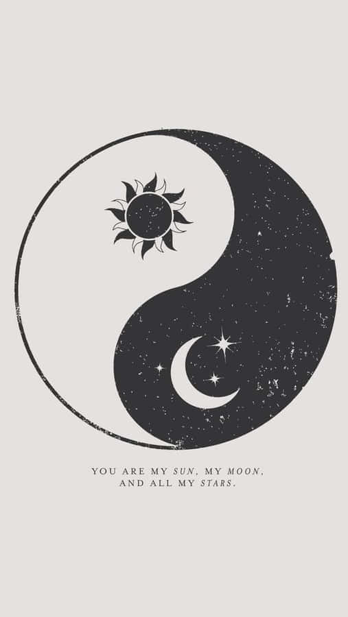 Mystical Sun And Moon Embrace Wallpaper