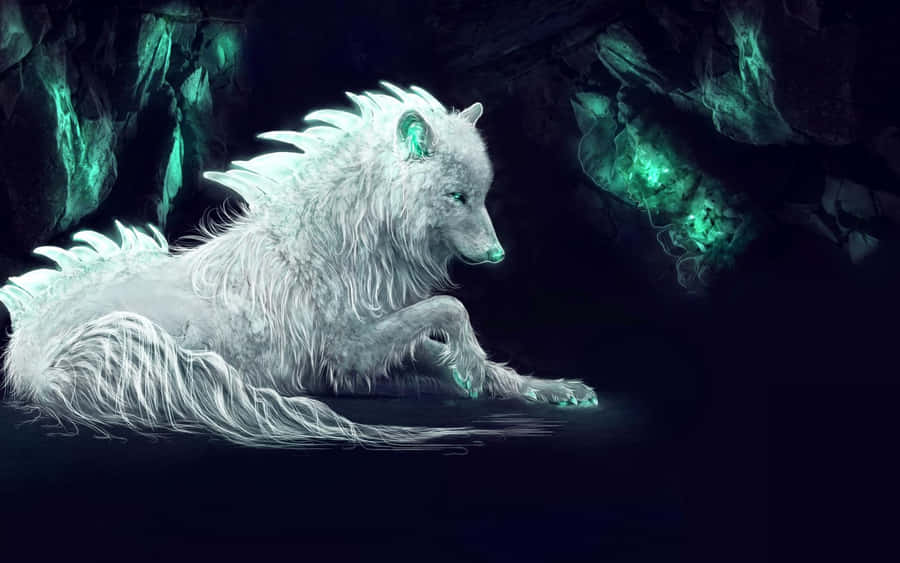Mystical White Wolf Wallpaper