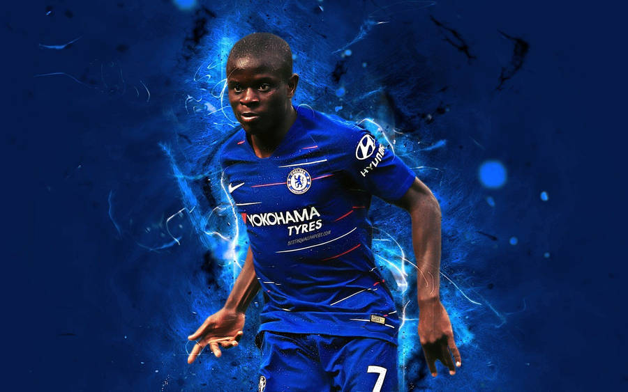 N'golo Kante Blue Aesthetic Fan Art Wallpaper