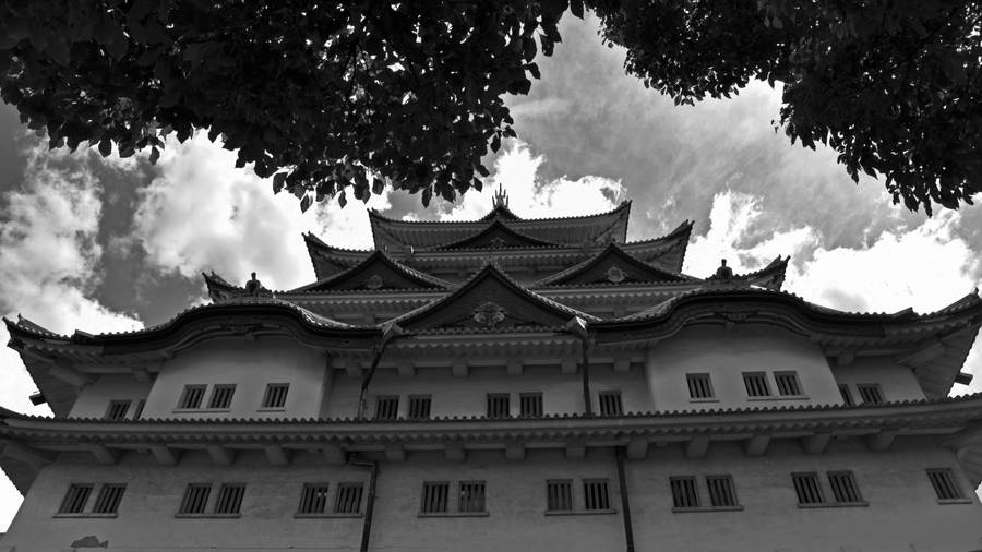 Nagoya Castle In Black & White Wallpaper