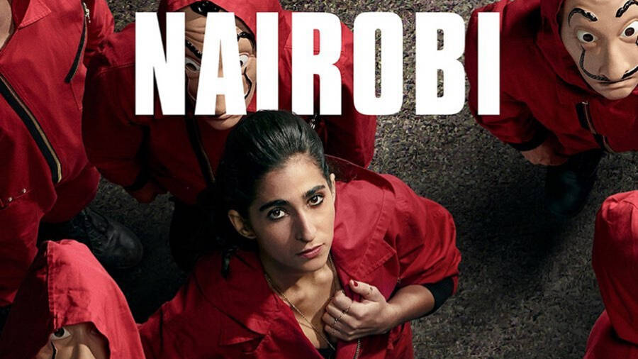 Nairobi Money Heist Red Suit Wallpaper