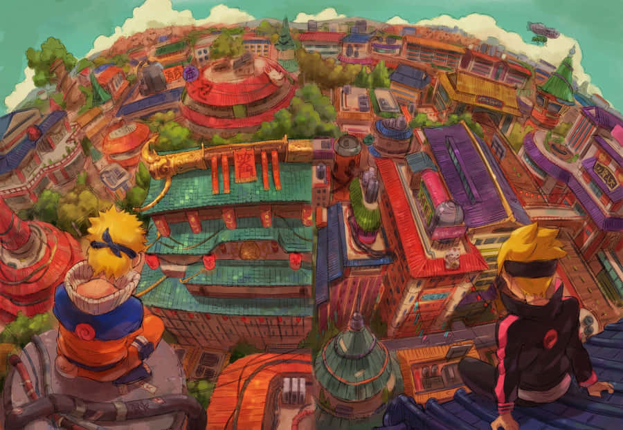 Naruto And Boruto Hidden Leaf Village Wallpaper
