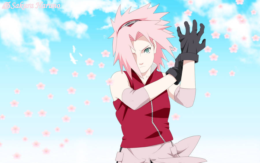 Naruto Anime Sakura Black Gloves Wallpaper