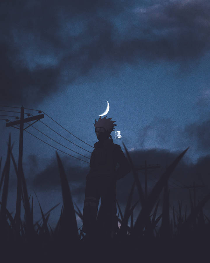 Naruto Kakashi Crescent Moon Art Wallpaper