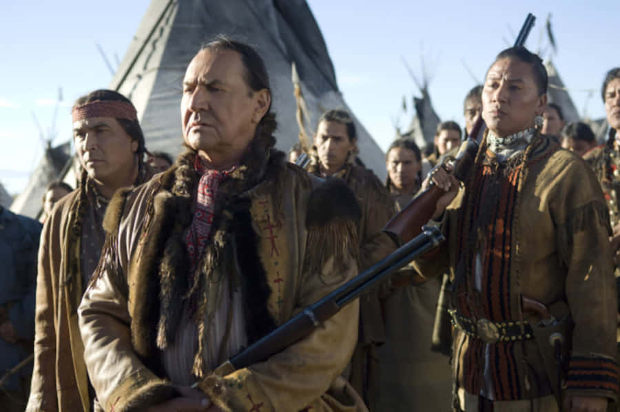 Native American Gathering Scene Wallpaper