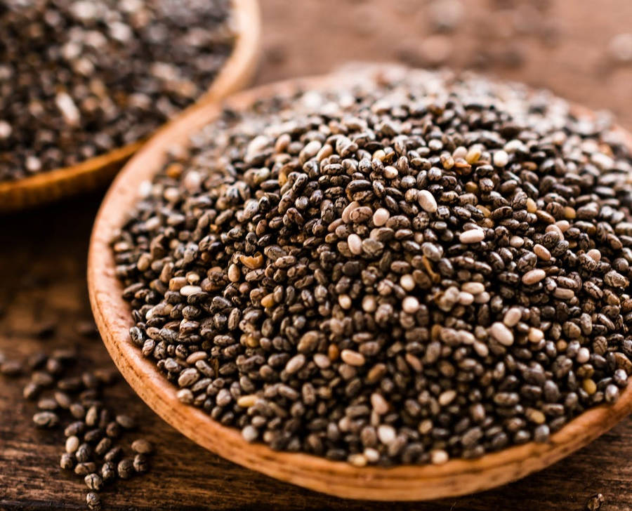 Natural Chia Seeds In Organic Baskets Wallpaper