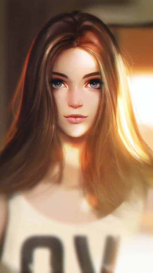 Natural Light Reflecting On A Beautiful Girl Cartoon Wallpaper