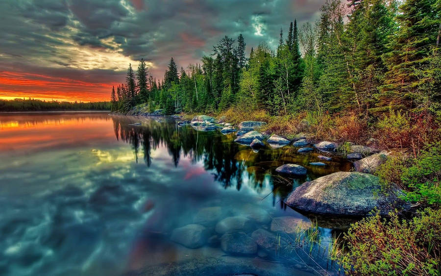 Nature Computer View By The Lake Wallpaper