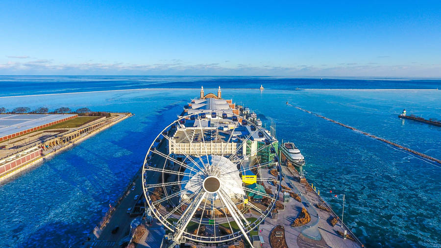 Navy Pier Facing Lake Michigan Wallpaper