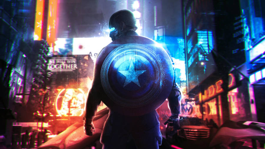 Neon Aesthetic Captain America Wallpaper