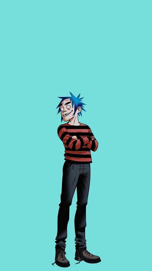 Neon Blue 2d Gorillaz Wallpaper