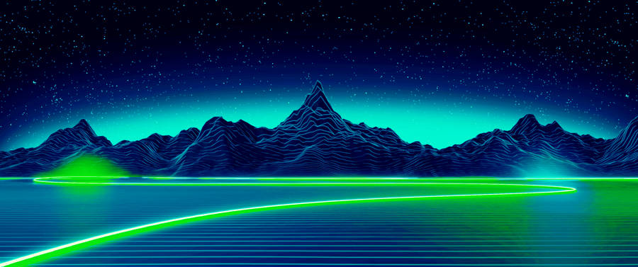 Neon Blue Green Synthwave Wallpaper